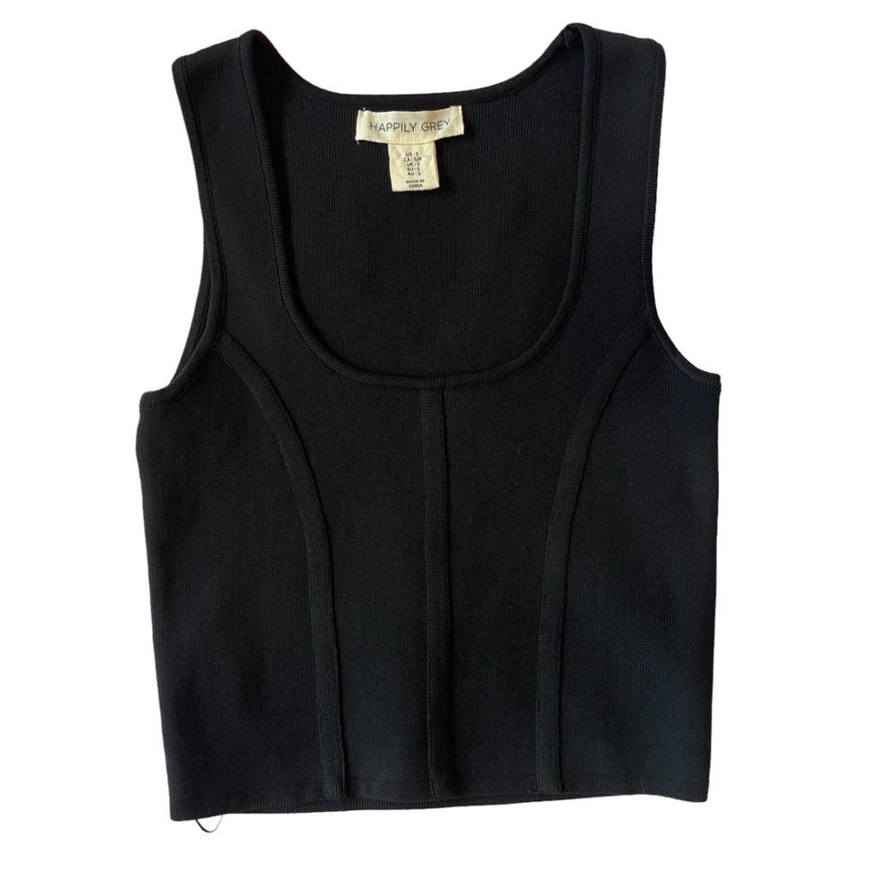 Black Corset Style Cropped Tank - Size Small